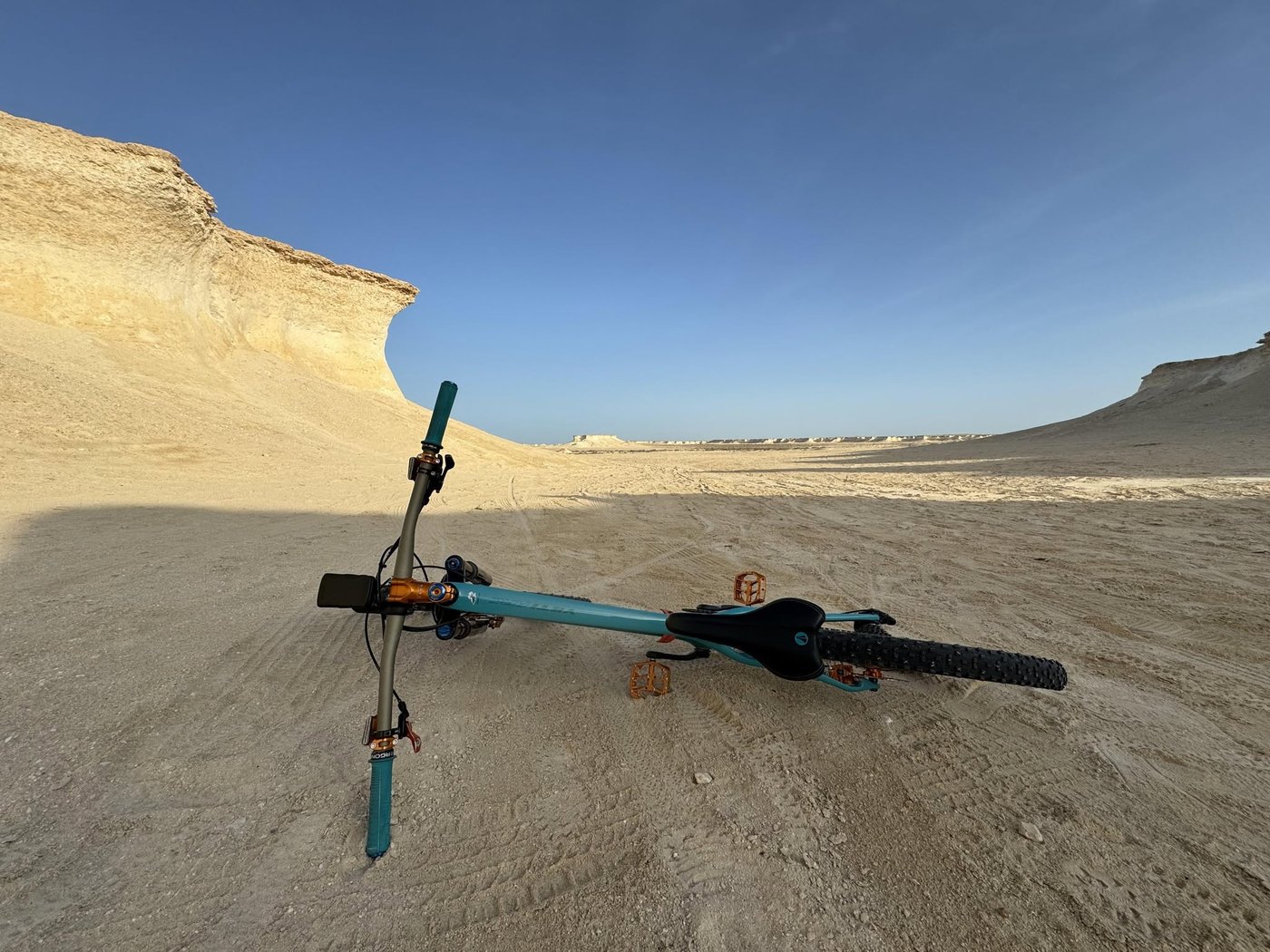 Mountain bike on a desert trail in Qatar